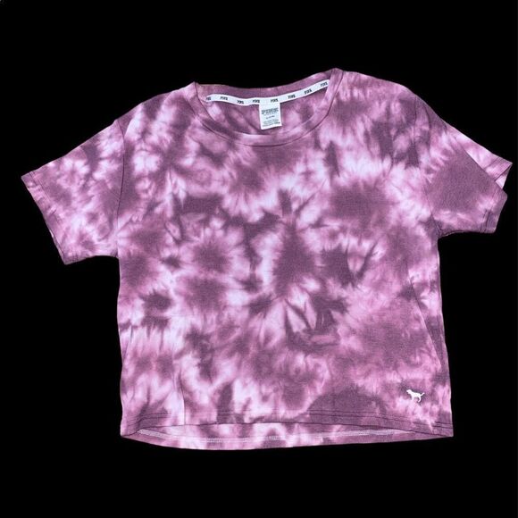 Beautiful PINK VICTORIA SECRET purple tye dye ribbed crop top medium - Picture 1 of 3